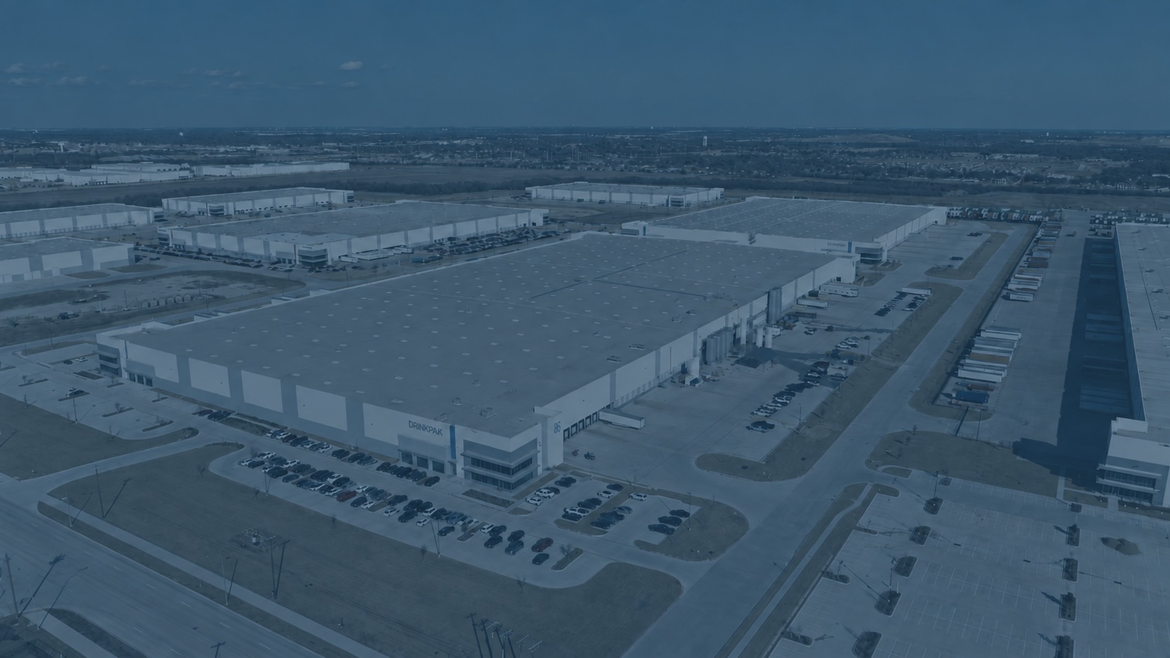 Aerial view of a DrinkPAK beverage manufacturing facility